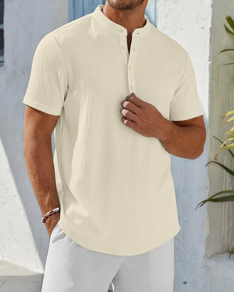 Skjorta Enfärgad Lös Henley