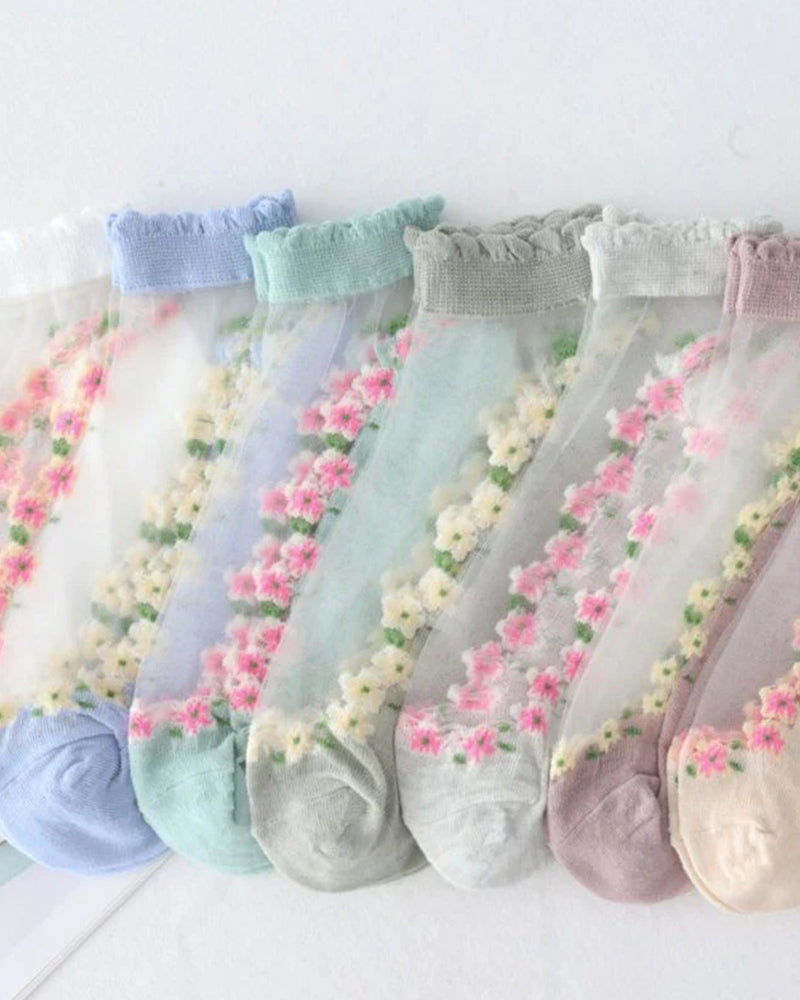 Sommar Blommig Andningsbar Sockor