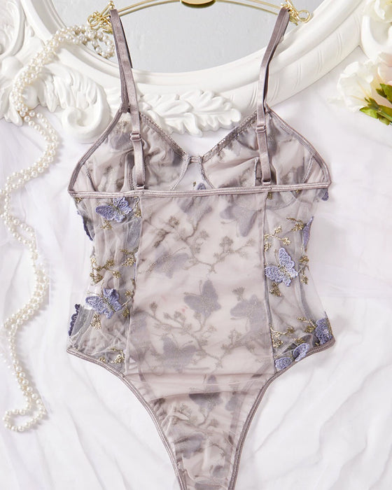 Ett-Delad Lingerie Spets Tryckta Spagettiband