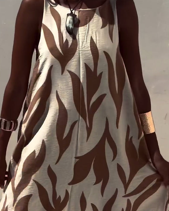 Klänning ärmlös Rygglös Tryckt