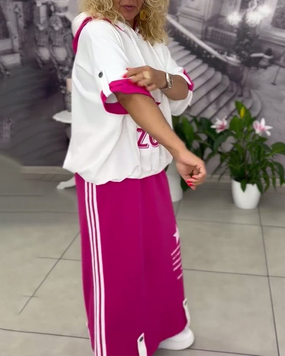 Set Med Huva Dragsko Tryckt Kjol