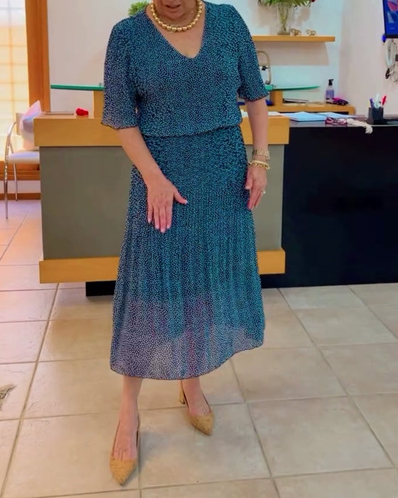 V-ringad lös kjol på mitten av ärmen