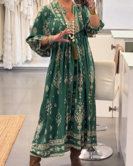 Klänning avslappnad tryck med lös ficka