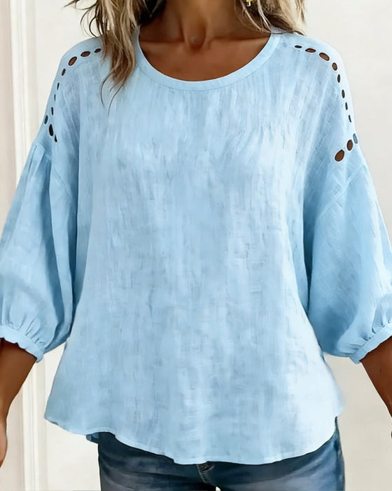 Blus Urholkad Bomull Och Linne