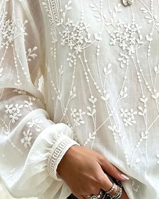 Blus Tredimensionell Blomma Lykta Ärm