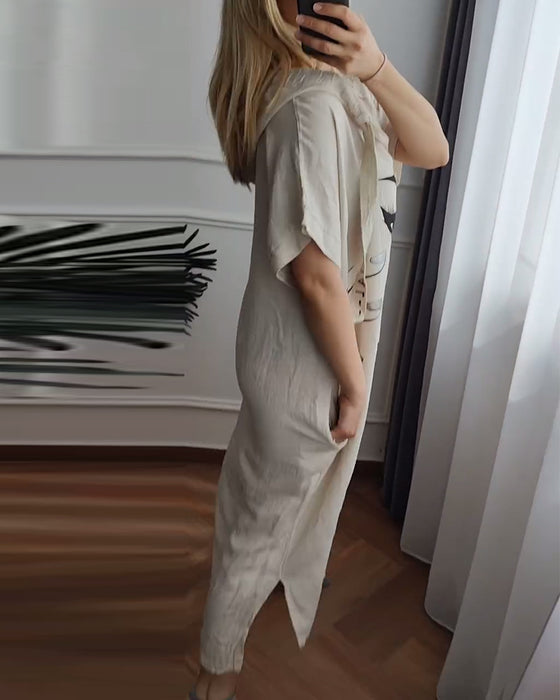 Klänning Med Huva Mönstrad Lös Passform