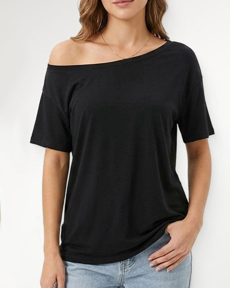 Set Kvinnors Off-Shoulder Loose Fit Topp 2-Delar