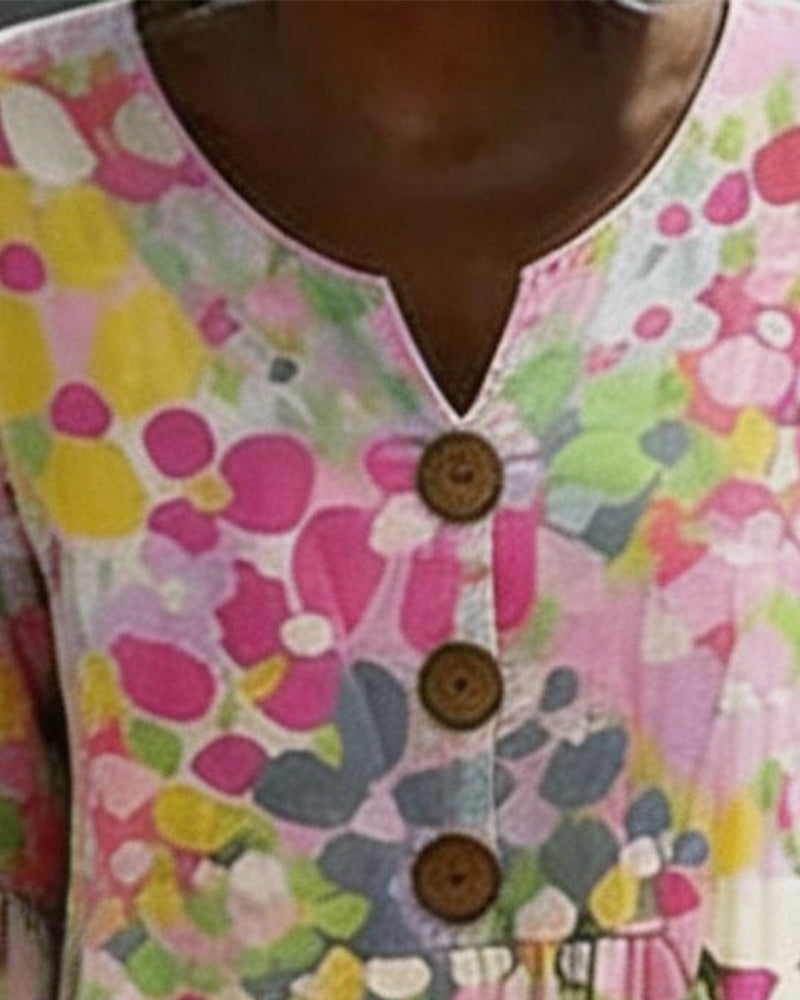 Klänning Färgglad Prickigt Print Casual