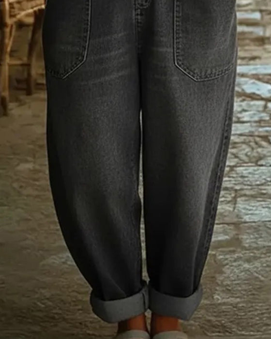 Hoppdräkt Avslappnad Ficka Denim