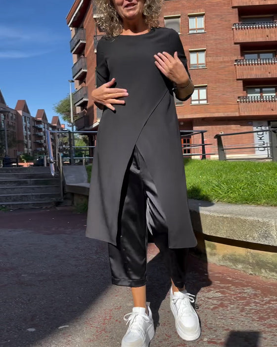 Skjorta Fashionabla Irregular Slit