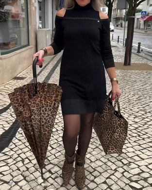 Klänning Avvikande Axel Långärmad Mode