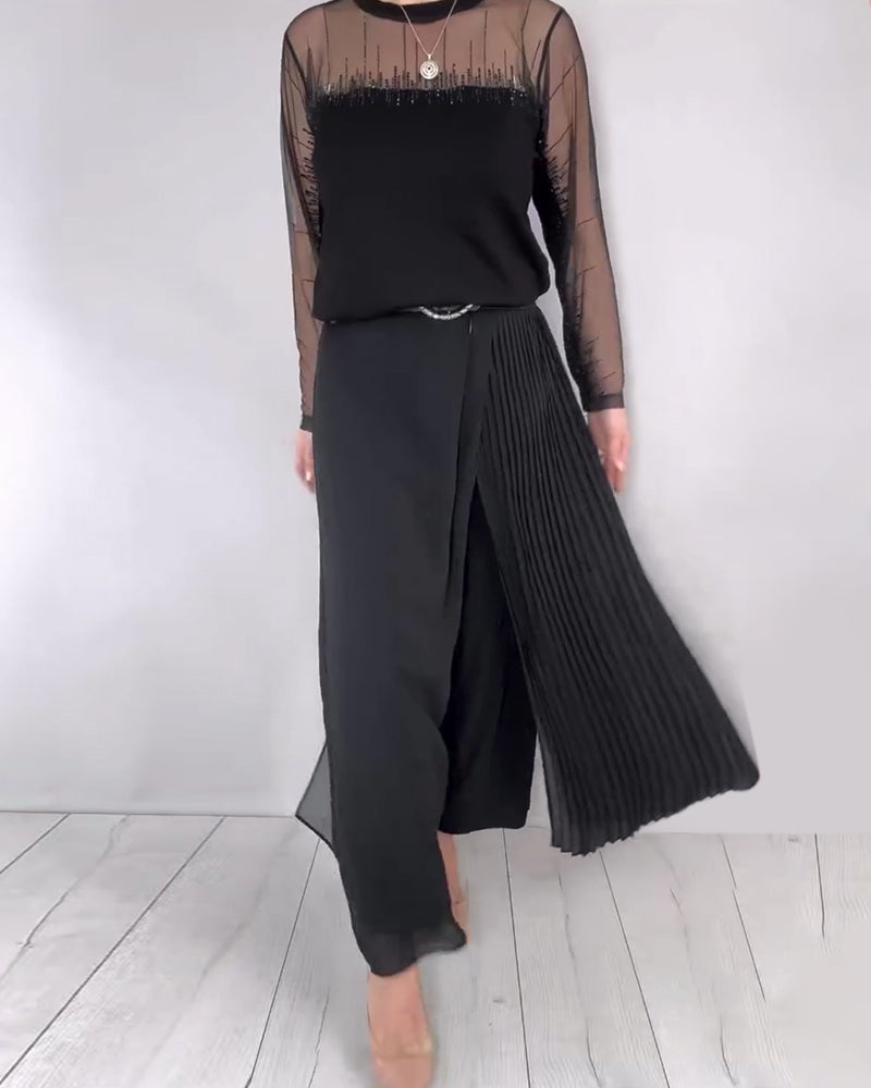 Långärmad Topp Med Rund Halsring