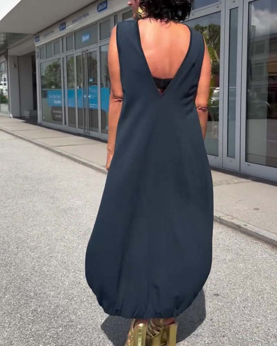 Klänning Mock Neck Ärmlös Lös