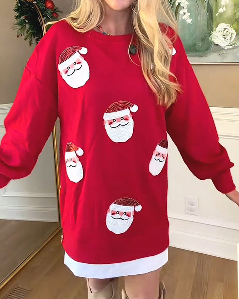 Klänning Jultomte Tryck Skarvad Sweatshirt