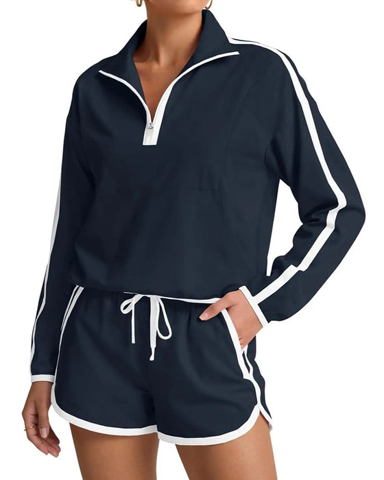 Set Dragkedja-Dragsko Färgblock Casual