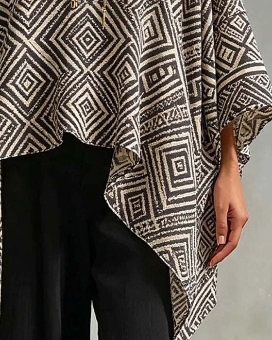 Blus Diamant Mönster Oregelbunden Casual