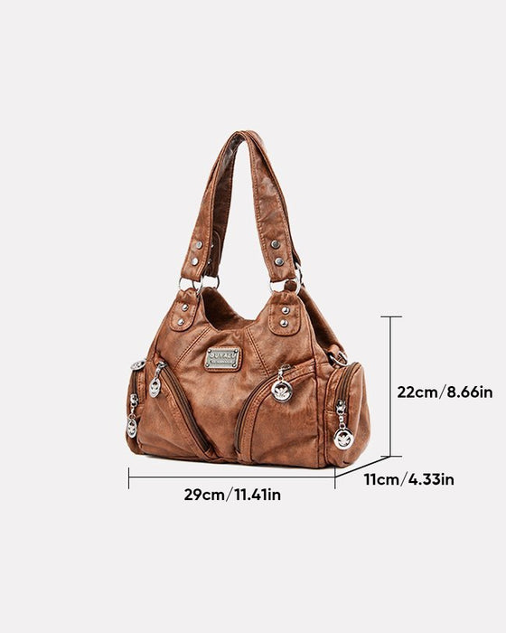 Vintage mjuk läderhandväska och budbärarväska.