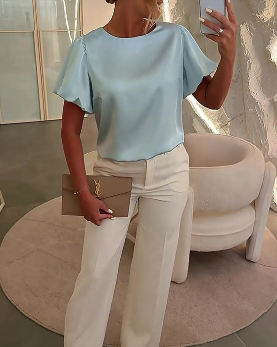 Blusar Satin Kortärmad Drapé