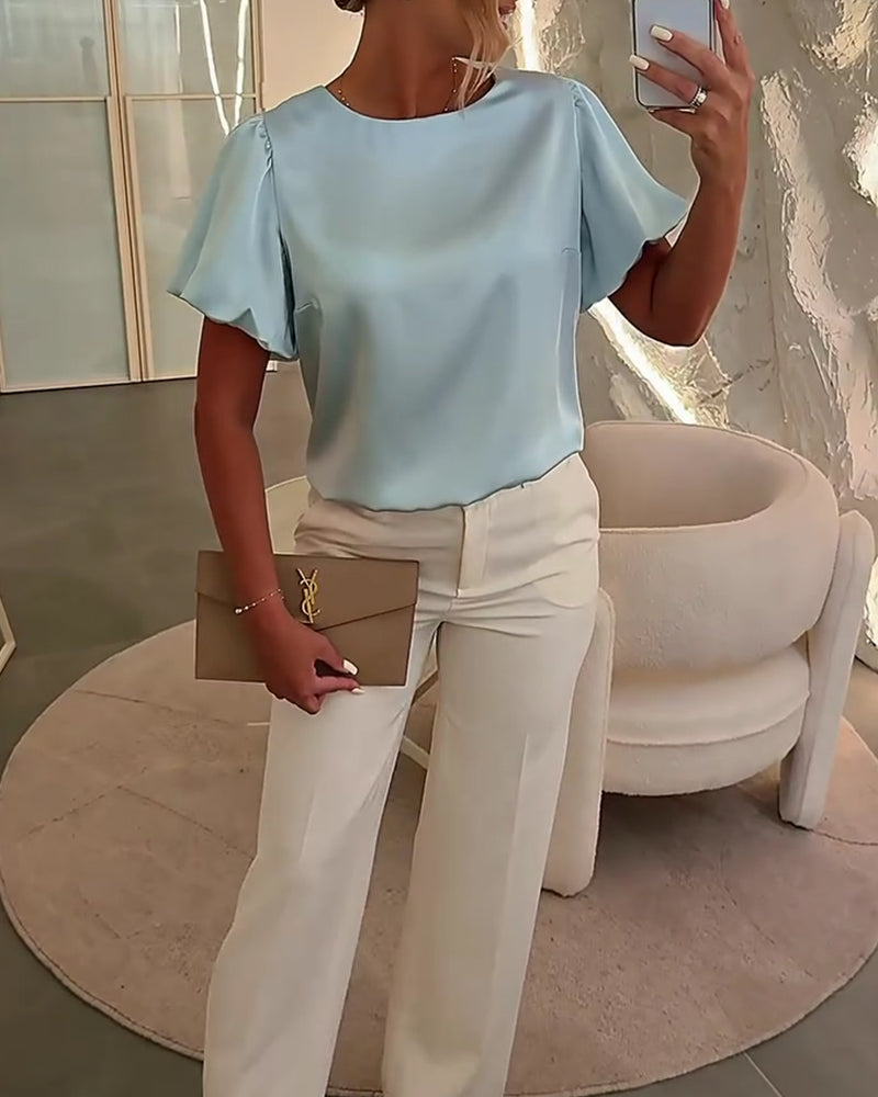 Blusar Satin Kortärmad Drapé