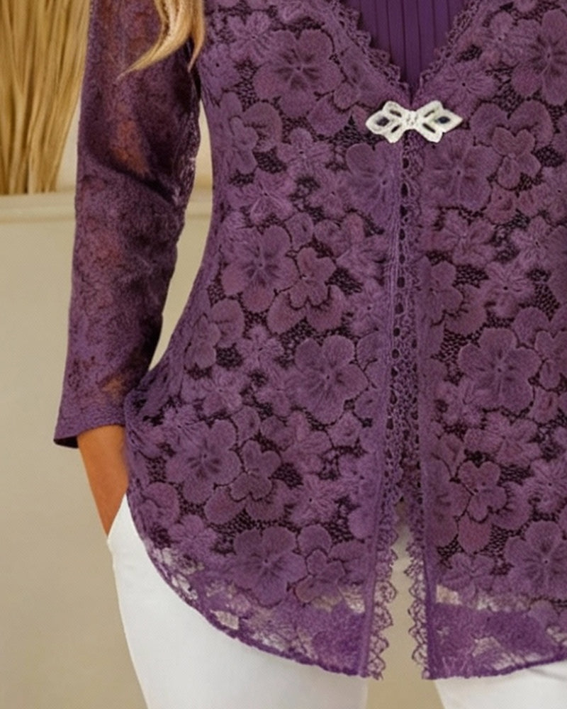 Långärmad Faux Tvådelad Topp