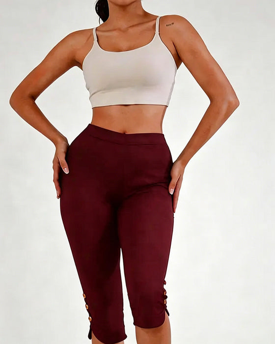 Leggings Enfärgad Slim-Fit Kapad