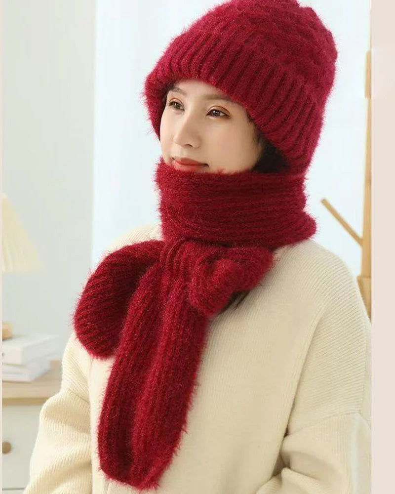 Vinter Mångsidig Stickad Huva Halsduk För Kvinnor