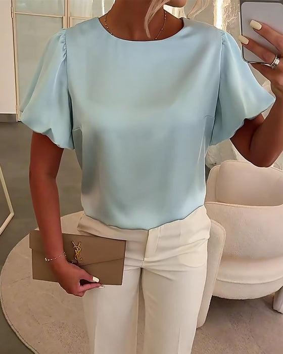 Blusar Satin Kortärmad Drapé