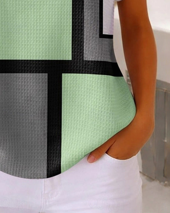 Topp Henley Våffla Geometrisk