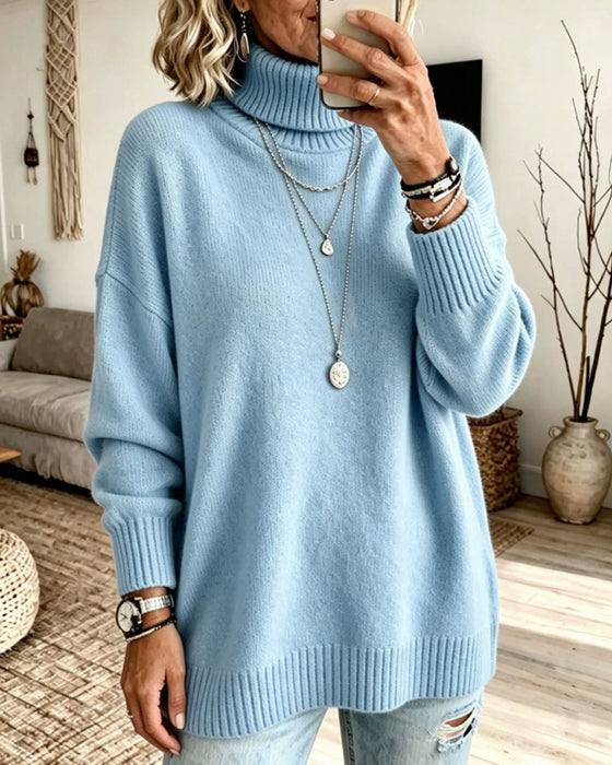 Pullover Hög Halsning Lös