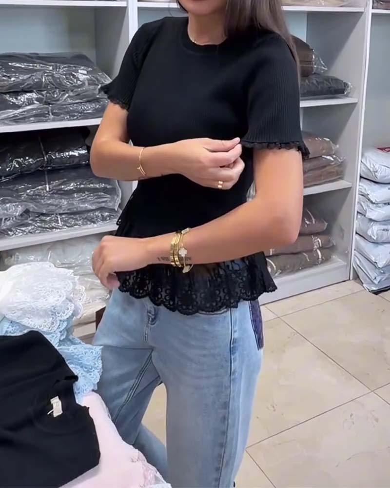 Topp Enfärgad Lappverk Ribbstickad