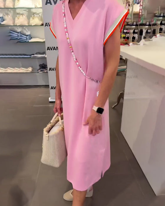 Klänning Lotusskärmar V-Ringning Avslappnad Slits