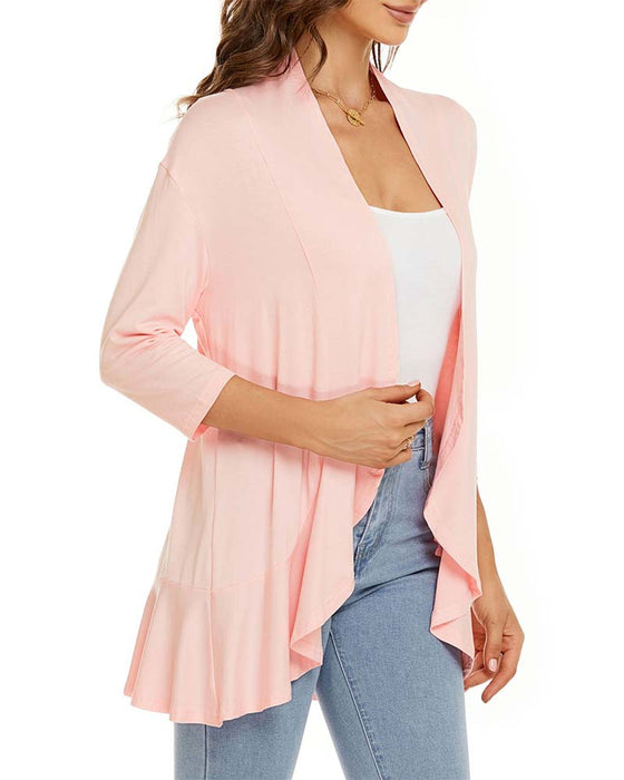 Kvinnors Cardigan Casual Lättvikt Öppen Framdel