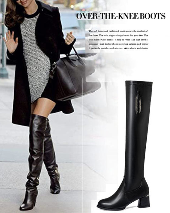 🔥 SISTA DAGEN ERBJUDANDE 🔥🌸✨Varma läderstövlar för kvinnor