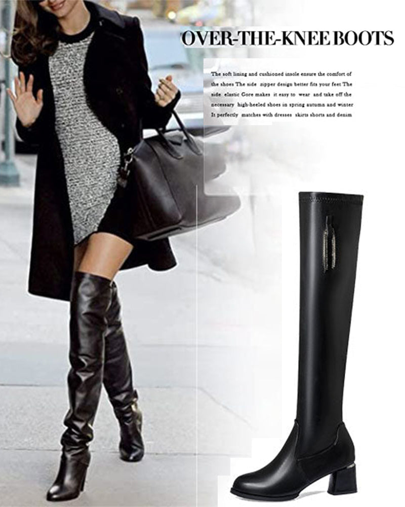 🔥 SISTA DAGEN ERBJUDANDE 🔥🌸✨Varma läderstövlar för kvinnor