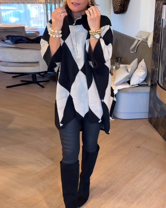 Tröja Ståkrage Argyle Oregelbunden