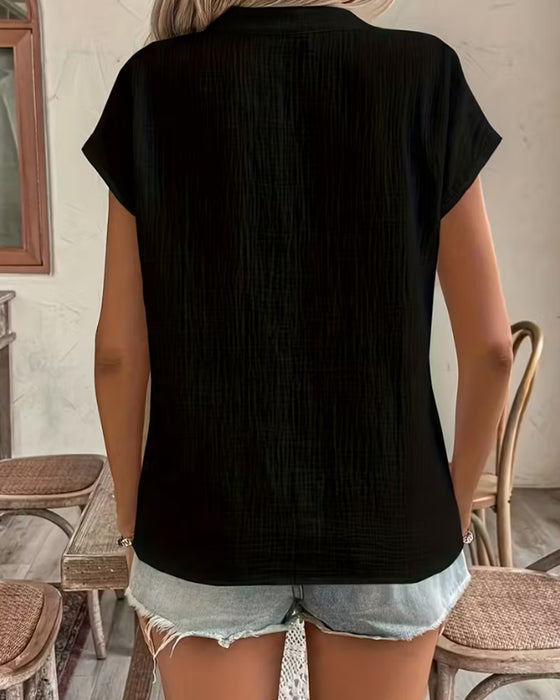 Blus Kärlek V-ringning Kortärmad