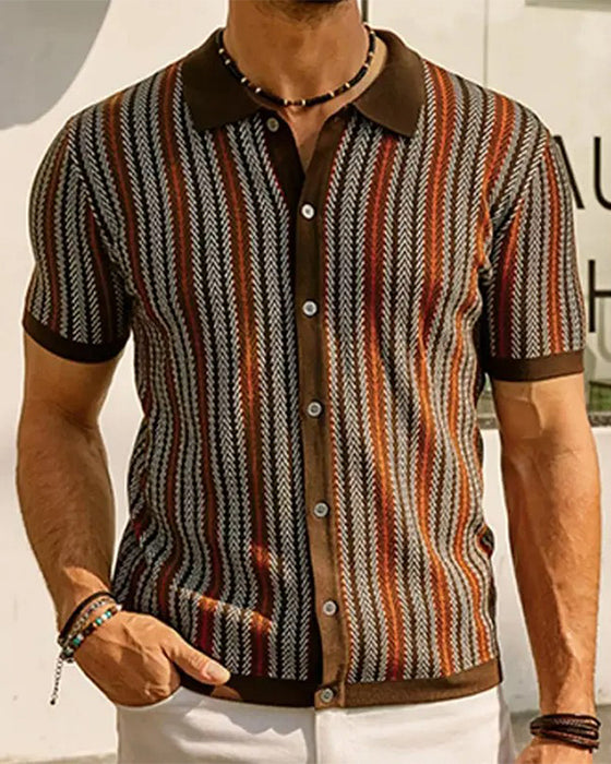 T-Shirt Slag Herr Kort Ärm Knapp