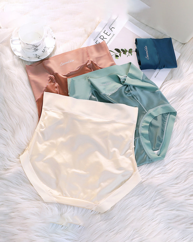 Kvinnors Höga Midja Is-Siden Satin Sömlösa Sexiga Trosor Med Lyft Och Magstöd