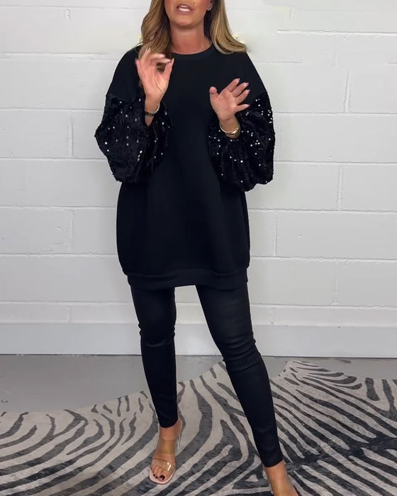 Rund halsad långärmad casual sweatshirt med tröja