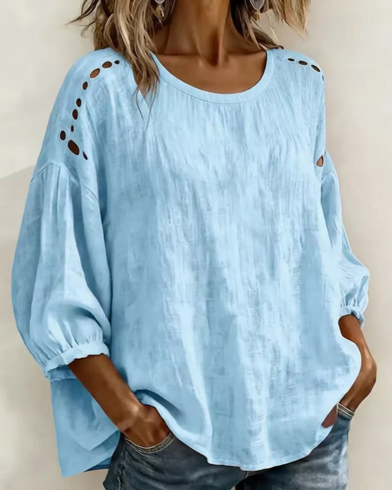 Blus Urholkad Bomull Och Linne