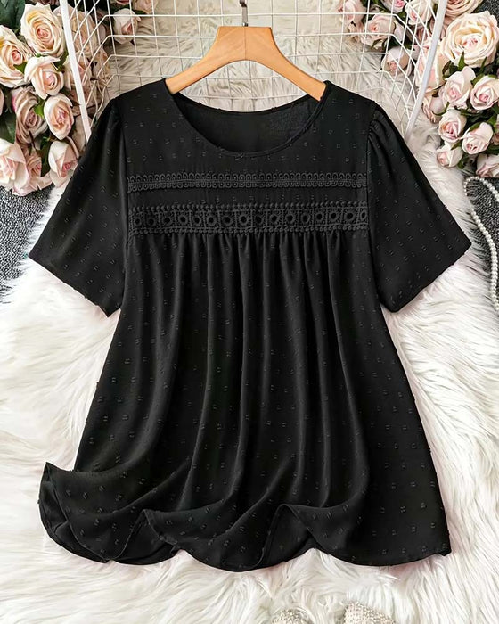Blus Rundhalsad Mode Casual