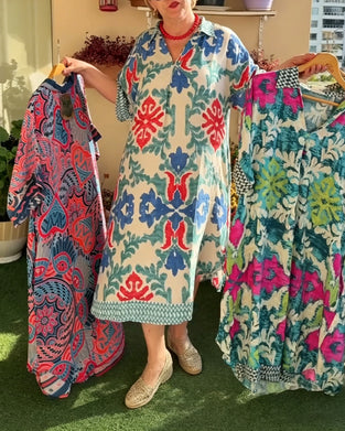 Skjortklänning Bohemiskt Print Loose Fit