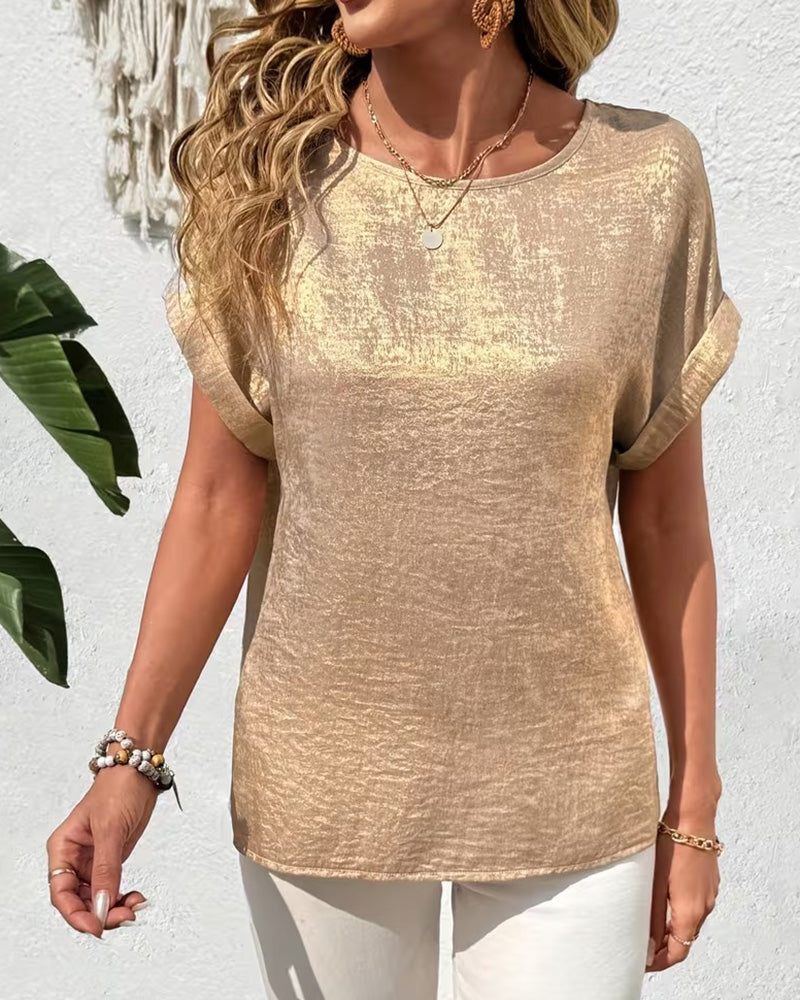 T-Shirt Enfärgad Kortärmad Lös