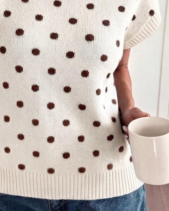 Tröja Turtleneck Prickig Kort Ärm