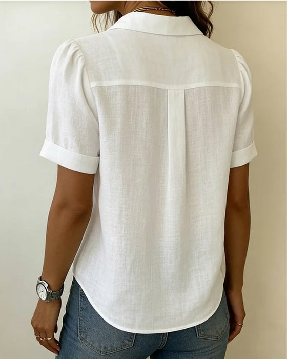 Skjorta Vertikal Veckad Krage