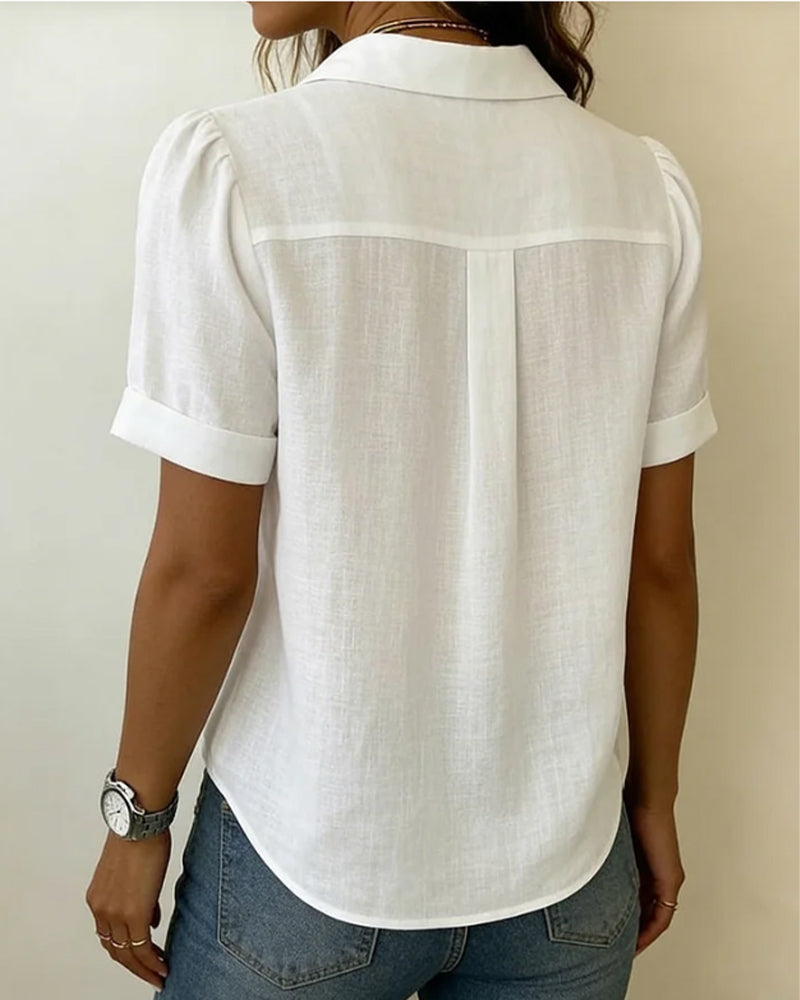 Skjorta Vertikal Veckad Krage