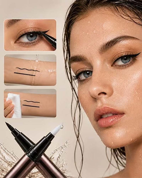 Dual-Tip Flytande Eyeliner – Skarpa Vingar, Noll Kladd, Hela Dagen 🖊️✨