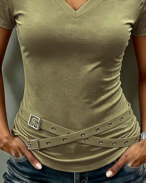 T-Shirt Kors Rem Hål Ut Slim Passform