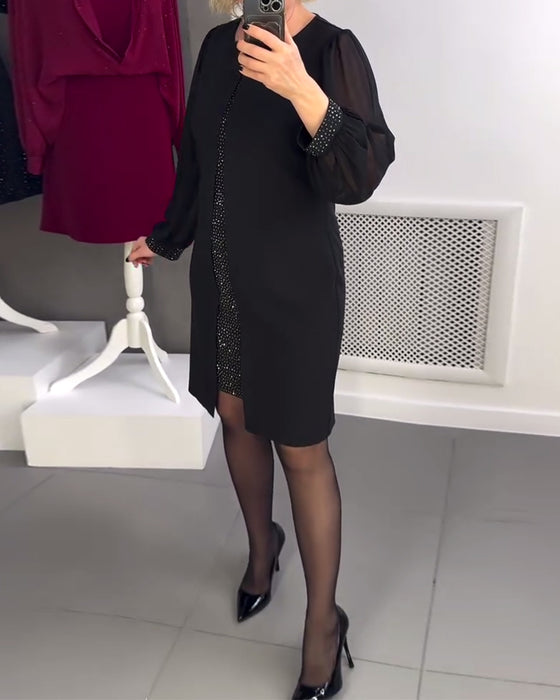 Klänning Rund Hals Diamant Panel