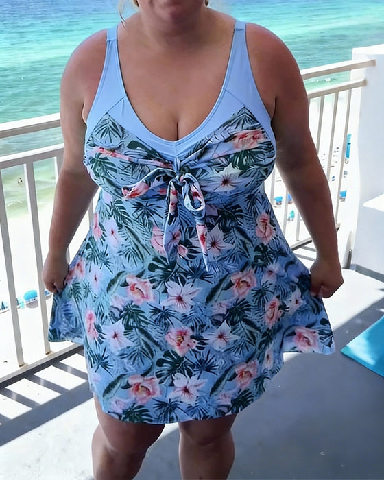 Baddräkt med tryck, avslappnad passform